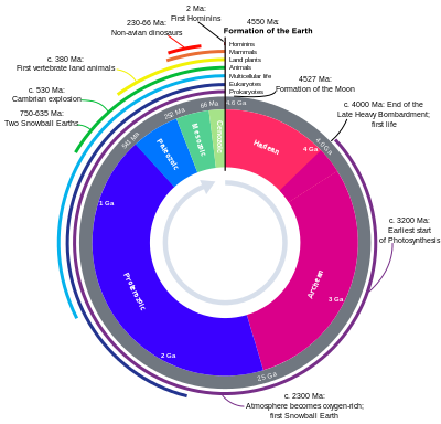 Circular representation of the geologic time scale.